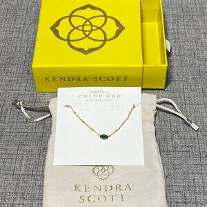 Kendra Scott Ari Heart Necklace 14k Gold Plated Green Malachite NWT